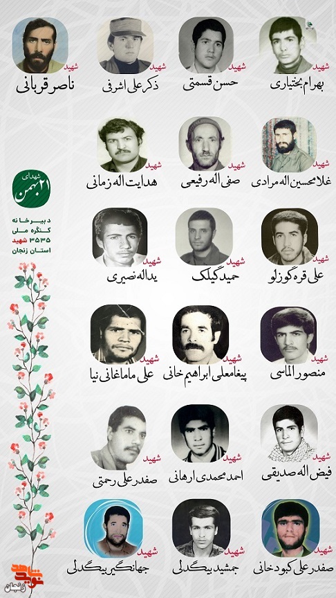 پوستر/ یاد و خاطر شهدای 21 بهمن ماه استان زنجان گرامی باد