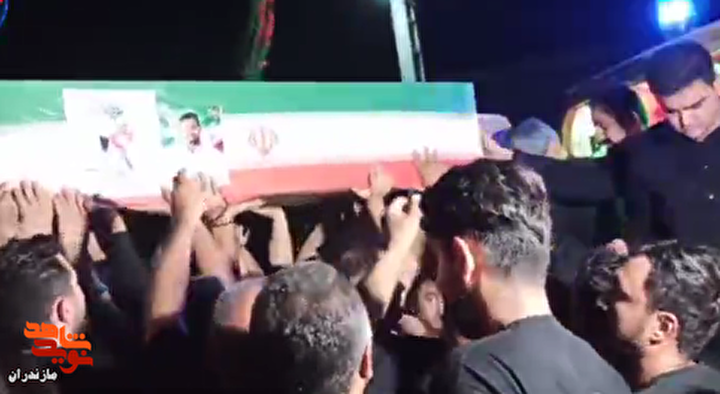 کلیپ/مراسم وداع باشکوه مردم با پیکر مطهر شهید «امیرحسین سلیم‌زاده» در میاندرود